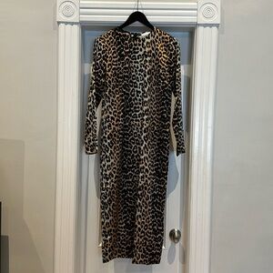 Ganni leopard print silk dress sz 36